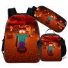 pack cartable + Trousse + Lunch bag  Minecraft jeu vidéo sac à dos Gaming