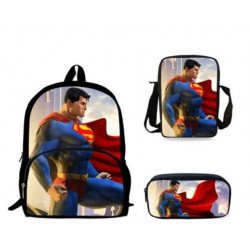 Pack imprimé Cartable sac à dos + Sacoche + Trousse SUPERMAN