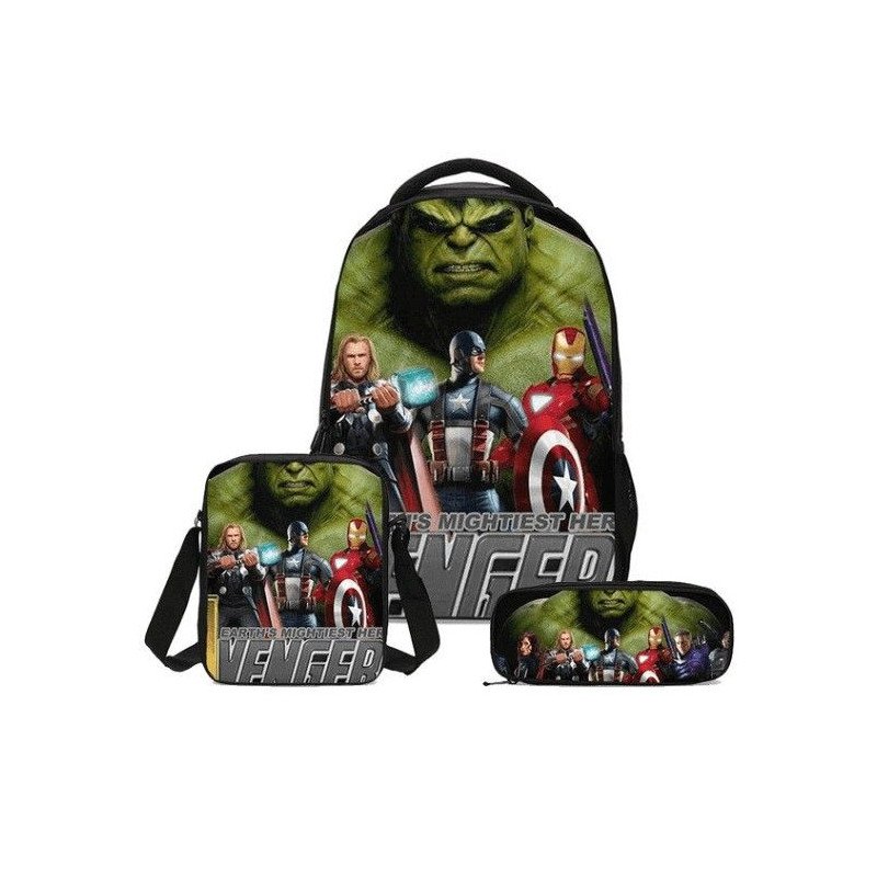 Pack imprimé Cartable sac à dos The Avengers + Sacoche + Trousse
