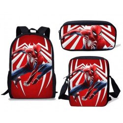 Pack imprimé Cartable sac à dos Spiderman + Sacoche + Trousse
