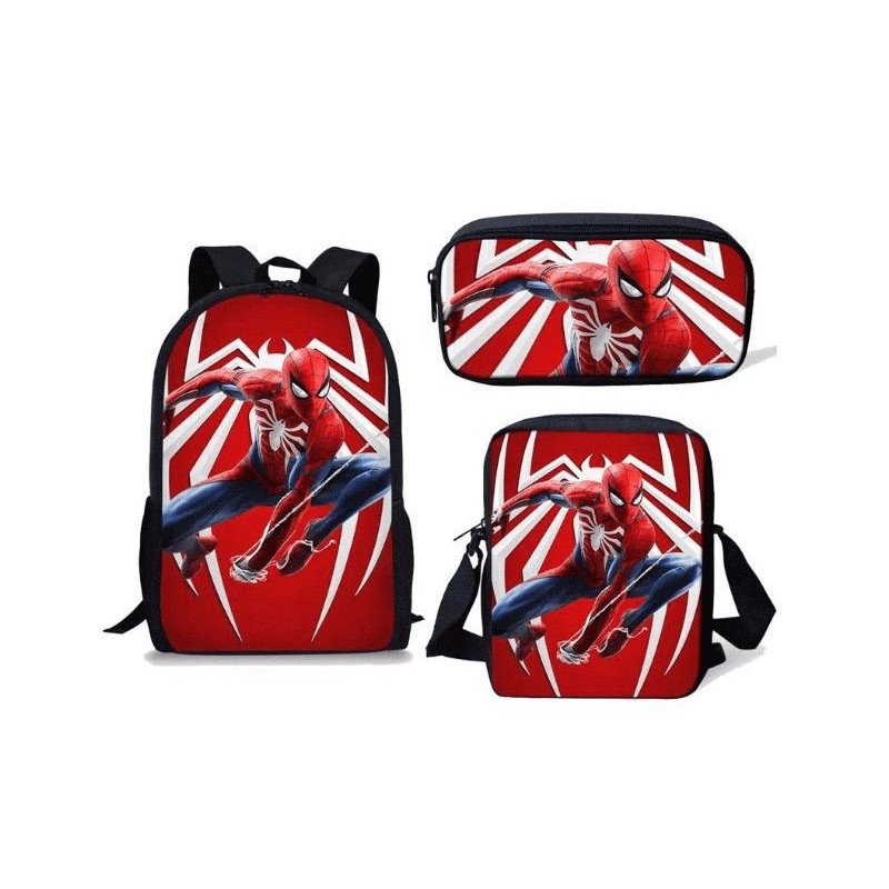 Pack imprimé Cartable sac à dos Spiderman + Sacoche + Trousse