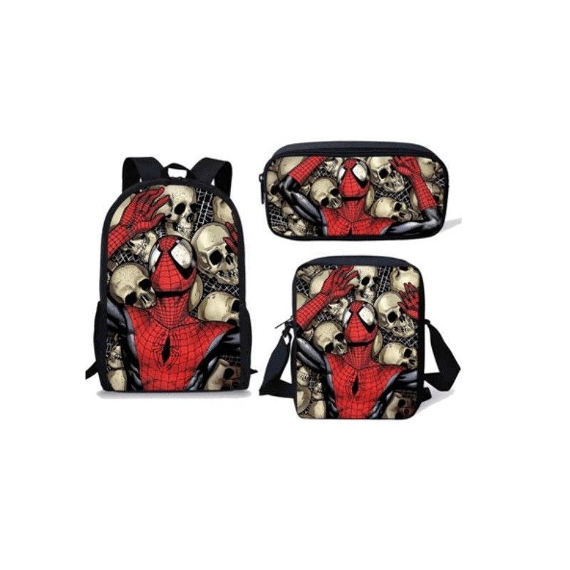 Pack imprimé Cartable sac à dos Spiderman + Sacoche + Trousse