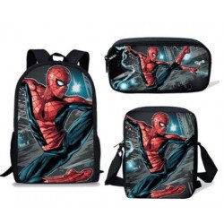 Pack imprimé Cartable sac à dos Spiderman + Sacoche + Trousse