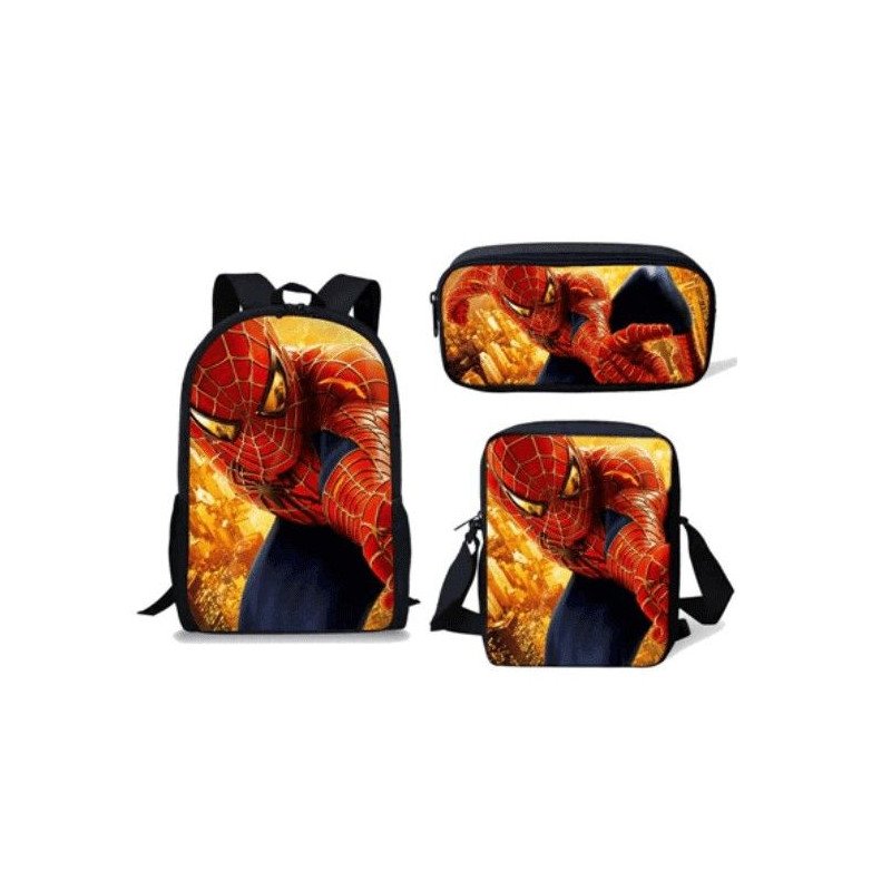 Pack imprimé Cartable sac à dos Spiderman + Sacoche + Trousse
