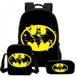 Pack imprimé Cartable sac à dos Batman + Sacoche + Trousse