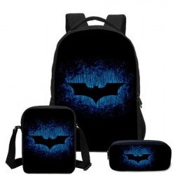 Pack imprimé Cartable sac à dos Batman + Sacoche + Trousse