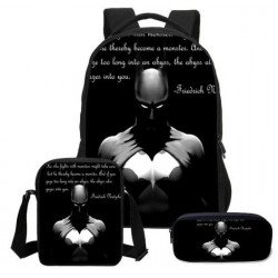 Pack imprimé Cartable sac à dos Batman + Sacoche + Trousse