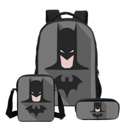 Pack imprimé Cartable sac à dos Batman + Sacoche + Trousse