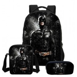 Pack imprimé Cartable sac à dos Batman + Sacoche + Trousse