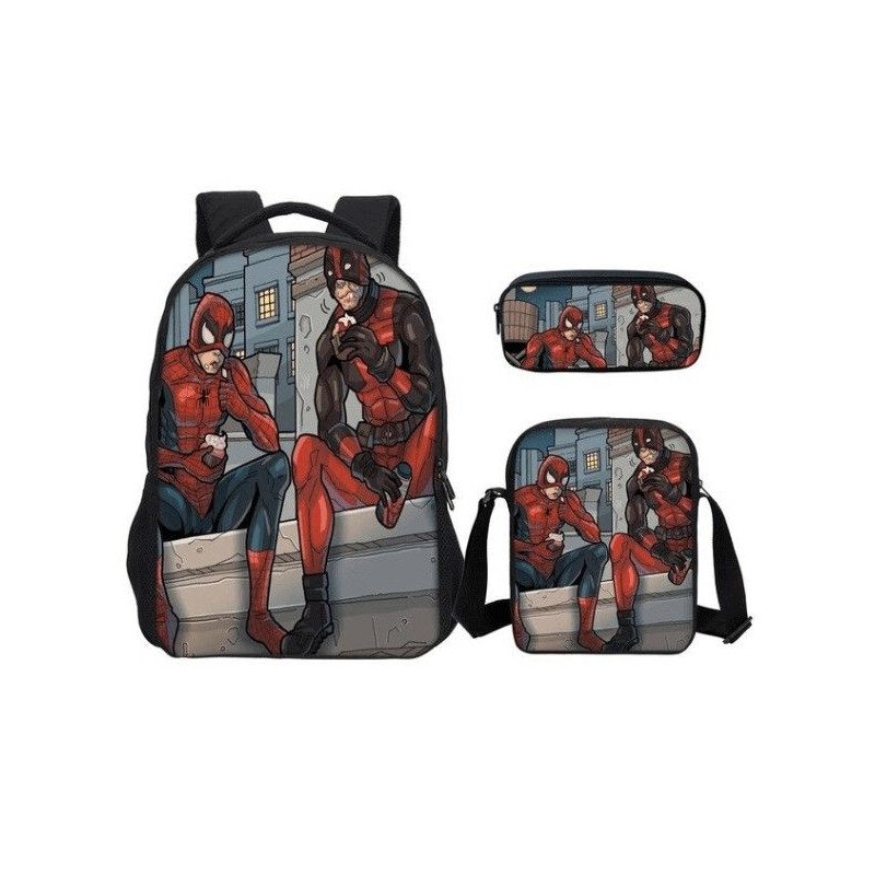 Pack Cartable sac à dos Deadpool + Sacoche + Trousse imprimé 3D