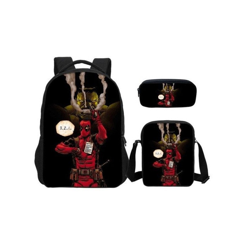 Pack Cartable sac à dos Deadpool + Sacoche + Trousse imprimé 3D