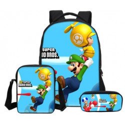 Pack imprimé Cartable sac à dos Mario Bros + Sacoche + Trousse