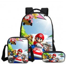 Pack imprimé Cartable sac à dos Mario Bros + Sacoche + Trousse