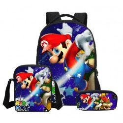 Pack imprimé Cartable sac à dos Mario Bros + Sacoche + Trousse