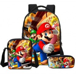 Pack imprimé Cartable sac à dos Mario Bros + Sacoche + Trousse