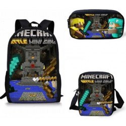 Pack imprimé Cartable sac à dos MINECRAFT+ Sacoche + Trousse