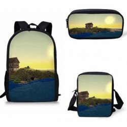 Pack imprimé Cartable sac à dos MINECRAFT+ Sacoche + Trousse