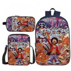 Pack imprimé Cartable sac à dos ONE PIECE + Sacoche + Trousse assortis