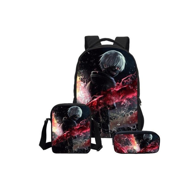 Pack imprimé Cartable sac à dos TOKYO GHOUL + Sacoche + Trousse