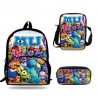 Pack imprimé Cartable sac à dos Monstres & Cie + Sacoche + Trousse assortis