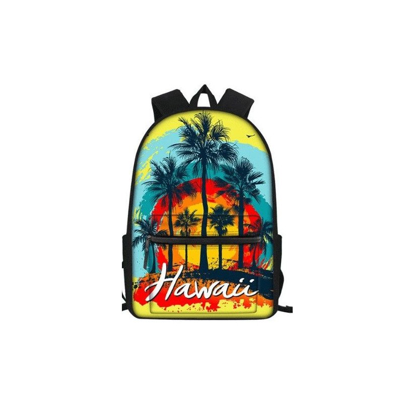 Cartable "Hawaii" avec pochette avant pour élèves et étudiants