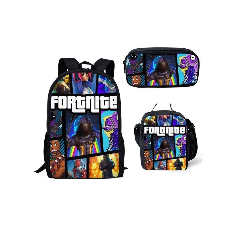 Pack accessoires écoles Fortnite Cartable Sacoche sac à gouter et trousse