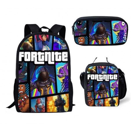 Pack accessoires écoles Fortnite Cartable Sacoche sac à gouter et trousse