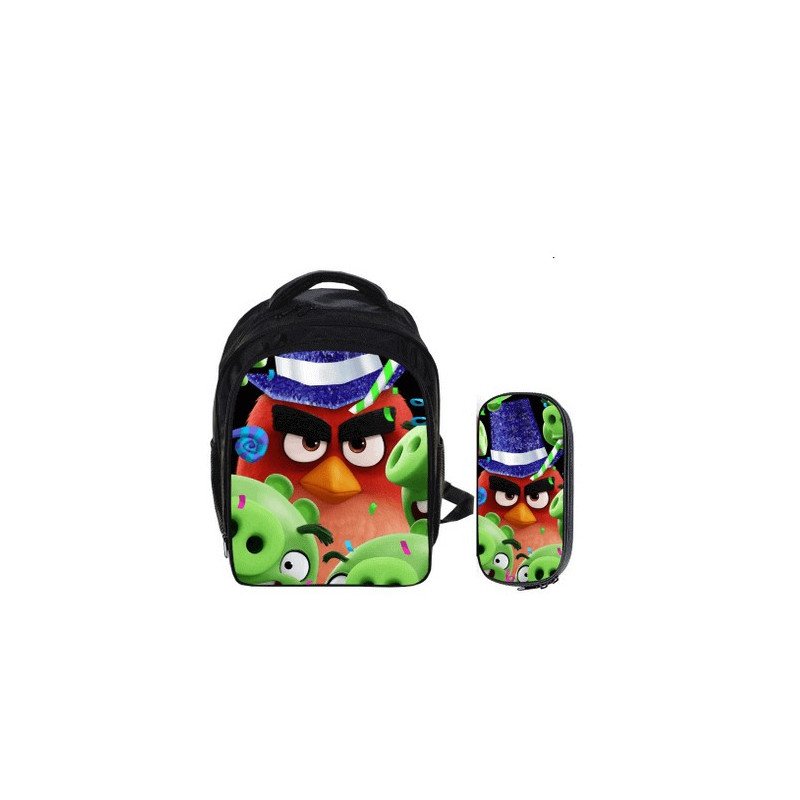 Pack imprimé angry birds cartable  + Trousse assortie