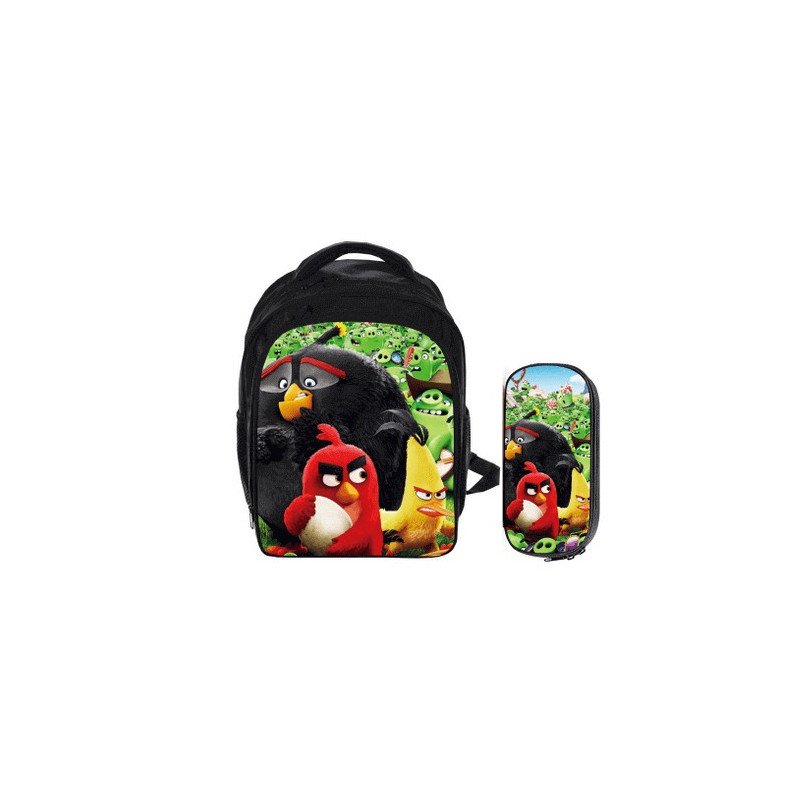 Pack imprimé angry birds cartable  + Trousse assortie