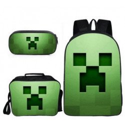 Minecraft 4 pieces gaming school pack backpack + Crossbody messenger bag + lunch bag + pencil case