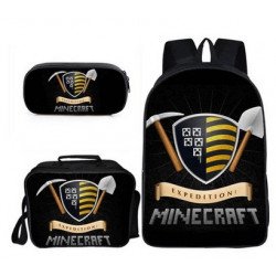 Minecraft 4 pieces gaming school pack backpack + Crossbody messenger bag + lunch bag + pencil case
