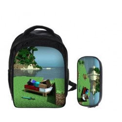 Minecraft 2 pieces gaming nursry school pack backpack + pencil cas