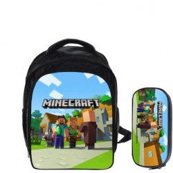 Minecraft 2 pieces gaming nursry school pack backpack + pencil cas