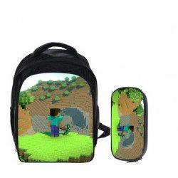 Minecraft 2 pieces gaming nursry school pack backpack + pencil cas