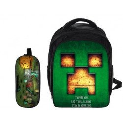 Minecraft 2 pieces gaming nursry school pack backpack + pencil cas