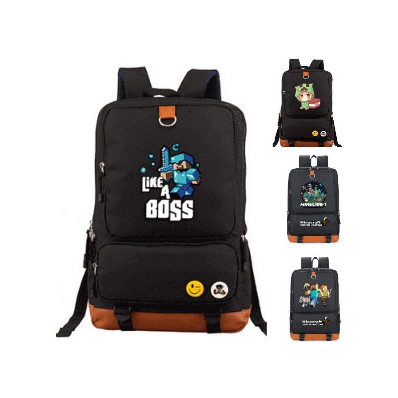 Cartable Minecraft Deluxe - Toile et simili cuir �?? multipochettes