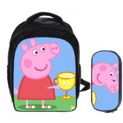 peppa pig 2 pieces gaming nursry school pack backpack + pencil cas