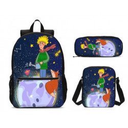 Pack imprimé Cartable sac à dos le petit prince + Sacoche +  sac à repas + Trousse