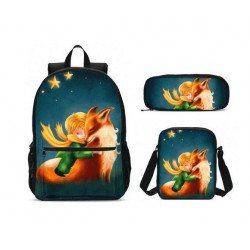 Pack imprimé Cartable sac à dos le petit prince + Sacoche +  sac à repas + Trousse