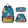 Pack imprimé Cartable sac à dos le petit prince + Sacoche +  sac à repas + Trousse