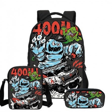 Pack imprimé Cartable sac à dos SOS Fantômes + Sacoche +  sac à repas + Trousse assortie