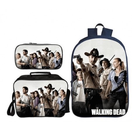 Pack imprimé Cartable sac à dos The walking dead + Sacoche +  sac à repas + Trousse