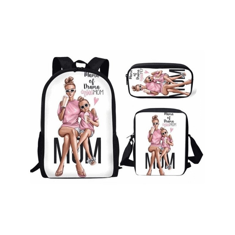 Pack family fit - Cartable princesses - Mum & girl - sac à dos filles avec sacoche et trousse au choix