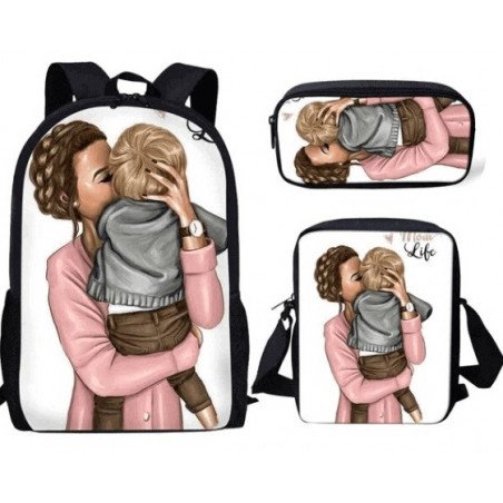 Pack family fit - Cartable princesses - Mum & girl - sac à dos filles avec sacoche et trousse au choix