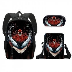 Pack scolaire à modeler - cartable sac à dos VENOM avec sacoche Venom à bandoulière et trousse assortie