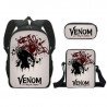 Pack scolaire à modeler - cartable sac à dos VENOM avec sacoche Venom à bandoulière et trousse assortie