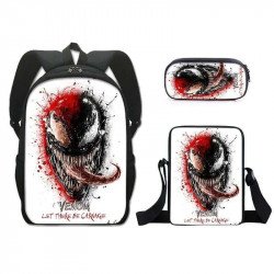 Pack scolaire à modeler - cartable sac à dos VENOM avec sacoche Venom à bandoulière et trousse assortie