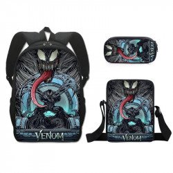 Pack scolaire à modeler - cartable sac à dos VENOM avec sacoche Venom à bandoulière et trousse assortie