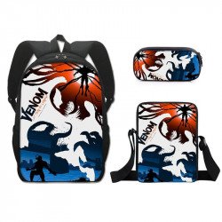 Pack scolaire à modeler - cartable sac à dos VENOM avec sacoche Venom à bandoulière et trousse assortie