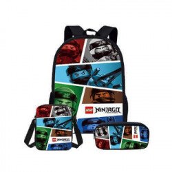 Pack imprimé Cartable sac à dos NINJAGO + Sacoche + Trousse